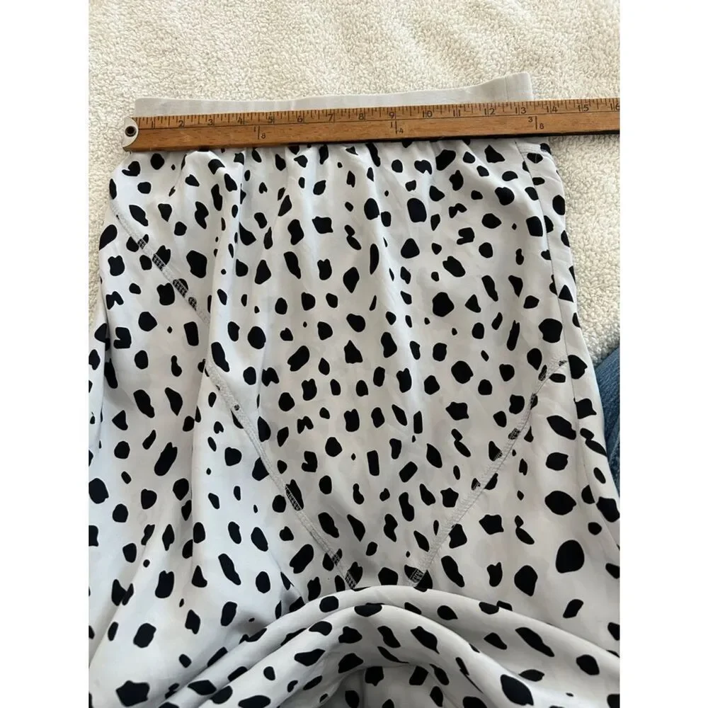 ATM Cheetah-Print Silk Skirt Black and White Dalmatian Print Midi Skirt SMALL